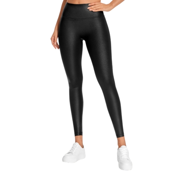 CRZ YOGA Butterluxe Matte Faux Leather Leggings No Front Seam Black - Size 14/XL - Picture 1 of 14